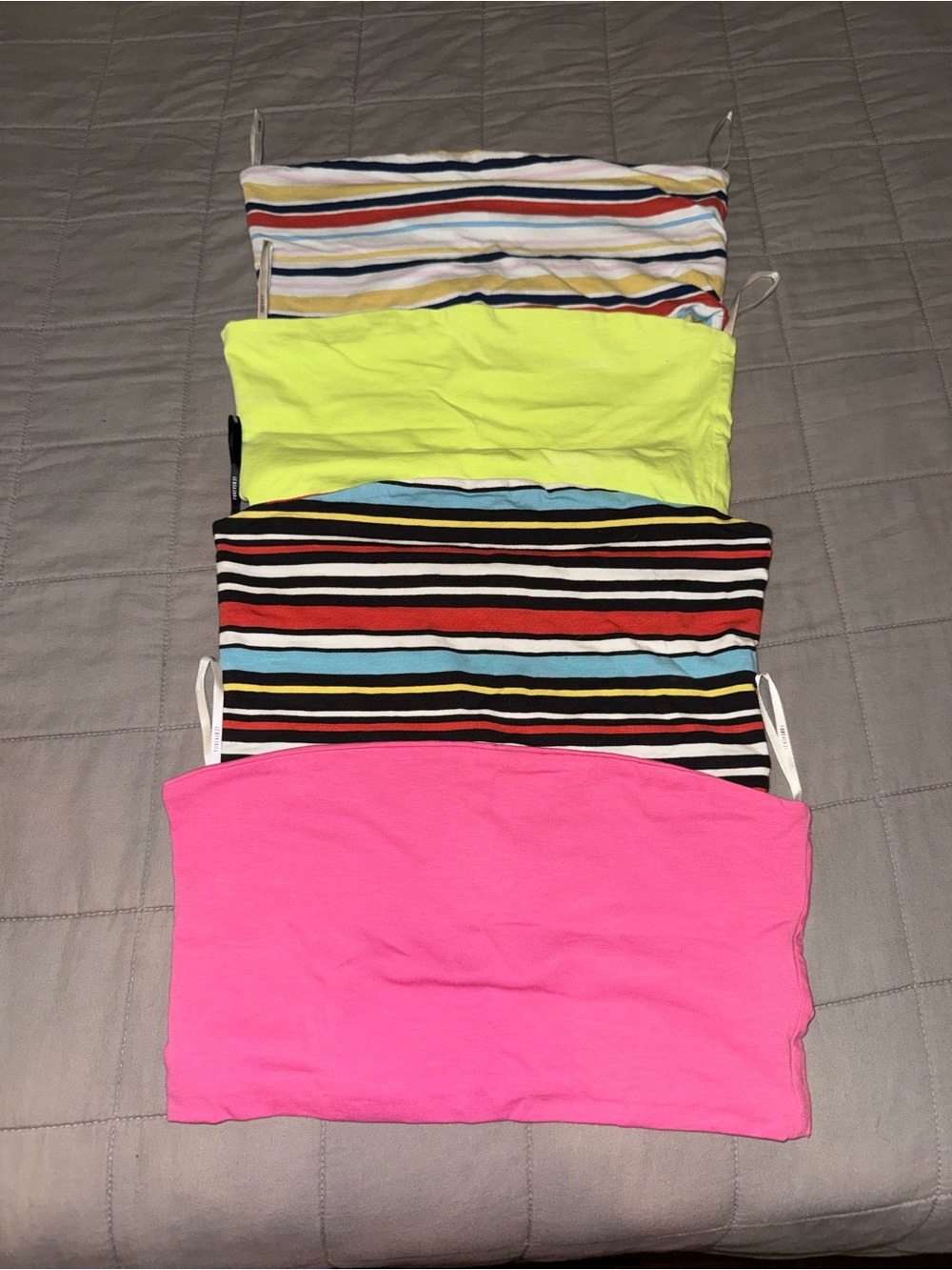Bundle Women's Tube Tops - Neon Yellow, Hot Pink, Striped(2)